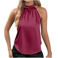 thumbnail image 1 of Timegard Débardeurs pour Femmes Col Rond Froncé Dos Bouton Couche Affaires Décontracté Sans Manches Blouse, 1 of 7