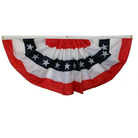 Patriotic Custom Banner - GiftWrap Etc. Patriotic Bunting Banner American Flag - 4th of July, Veteran's Day, Memorial Day Decorations, 3' x 6' Pleated Fan, USA Red White Blue Outdoor Décor