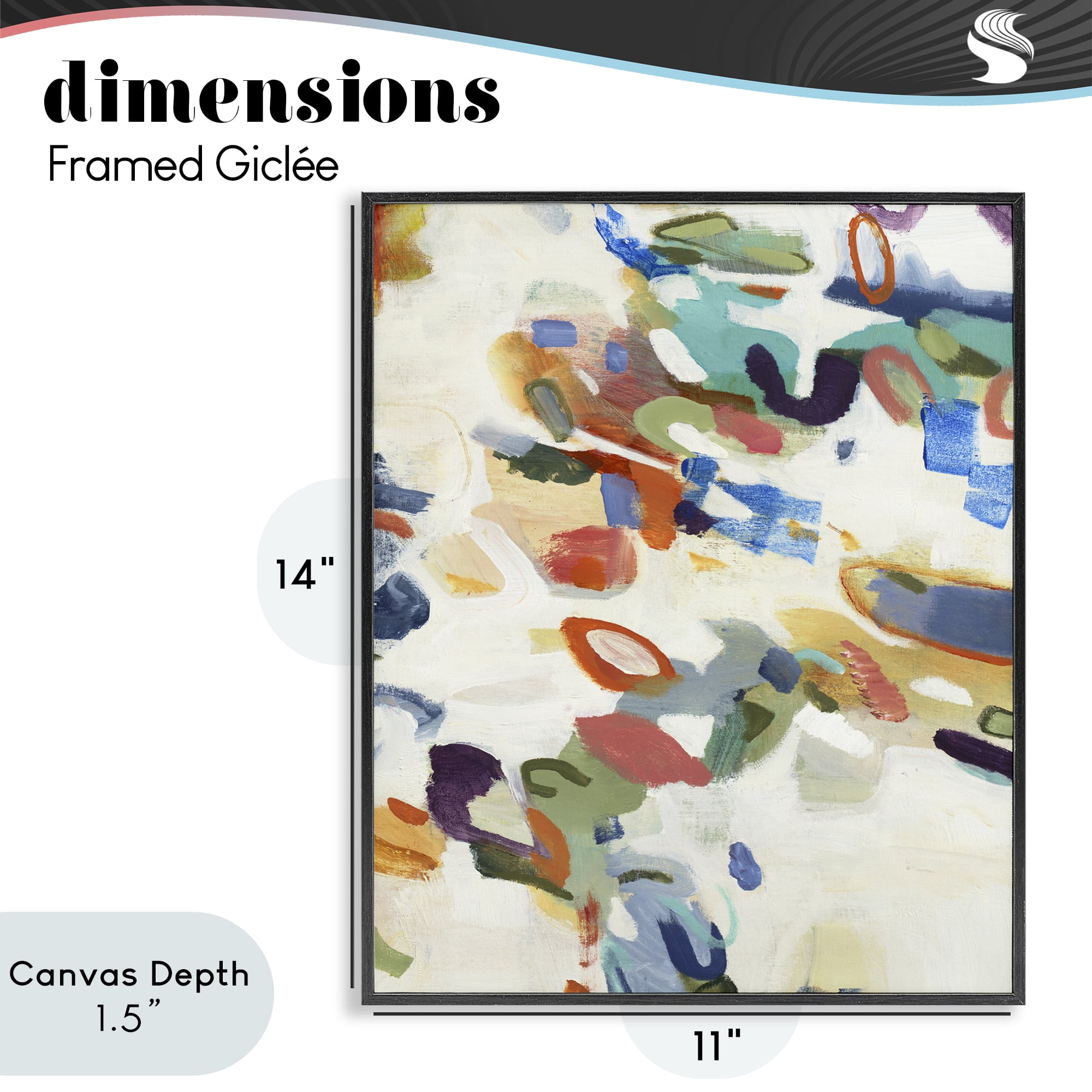 Stupell Industries Multihued Expressive Abstract Black Framed Giclee Art, design by Lisa Ridgers