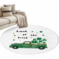 thumbnail image 2 of Area Rug 48in, Saint Patrick's Day Green Irish Shamrock Leaf Truck Floor Carpet Living Room Rug, White Non-Slip Welcome Mat Indoor Rugs for Bedroom Dining Room, 2 of 9