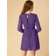 thumbnail image 5 of Vestido Acampanado de Mujer Allegra K con Cuello En V Vintage Dorado Metálico Brillante Morado Oscuro M, 5 of 6