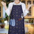 thumbnail image 6 of Dark Blue Star Moon Sun Planet Rocket Apron-Garden Aprons for Women with Pockets-Cotton Linen Waterproof Kitchen Cooking Gardening Aprons Adjustable for Kitchen,Cooking,BBQ and Salon 33x27 Inch, 6 of 7