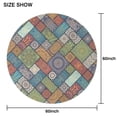 thumbnail image 6 of Multicolor Ethnic Geometric Patchwork Pattern Round Tablecloth 60"x60",Wrinkle Wipeable Table Cloth for Kitchen Dining Room Picnic Patio Party, 6 of 6
