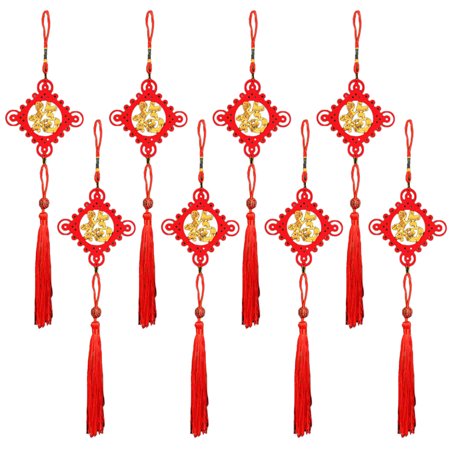 

Chinese Mini Red Lantern Pendant Small Ornament Set of 8 Flocking Crafts