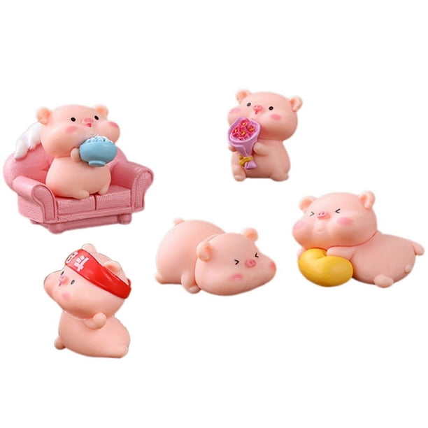 6 Uds. Figuras de Cerdos en Miniatura, Figuras de Juguetes Familiares de Cerdo Rosa , Manualidades DIY para DecoracióN de JardíN de Hadas, Decoraciones para el Hogar