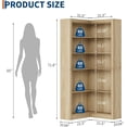 thumbnail image 2 of Corner Bookshelf, 71.8 in Farmhouse Corner Bookcase, L Shaped Bookshelf Large Bookcase, 5 Tier Display Shelf Heavy Duty Bookcases, Bookshelves with Storage (Light Wood), 2 of 7