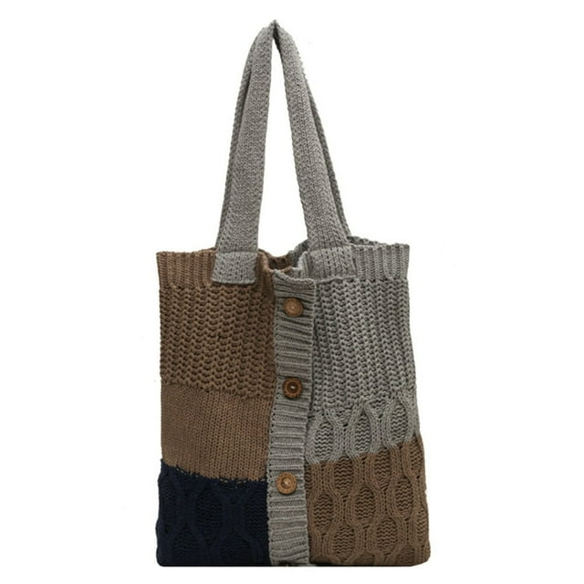 Women Creative Tote Bag Knitted Handmade Clucth Bag (Pink)