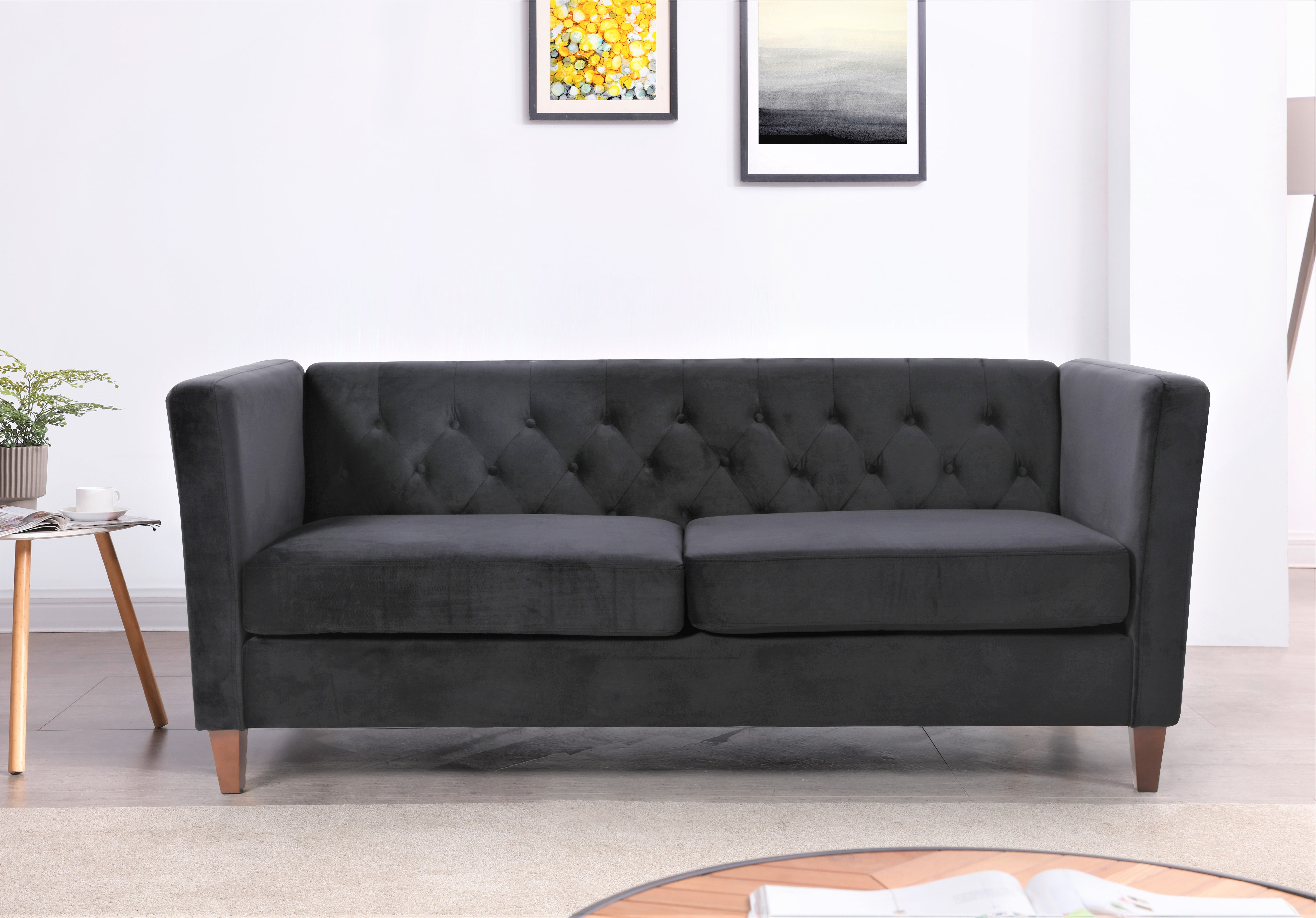 Uspridefurniture Lisette Velvet 3Pcs Living Room Set,Black