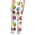 thumbnail image 3 of Pajama Pants Women, Colourful Ice Cream Print White Sweatpants Soft Sleep Lounge Pants, Casual PJ Bottoms Pants with Pockets, 3 of 5