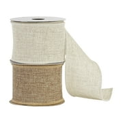 Offray Ribbon, Natural 2 1/2 inch Woven Burlap Woven Ribbon, 9 feet