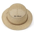 thumbnail image 3 of Karymi Kentucky Derby Hats for Women Hollow Crochet Knit Flat Top Short Brim Straw Fedora Hat with Natural Jute Rope Band Sun Hat, Vintage French Style Beach Hat Derby Hats for Women, 3 of 5