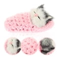 thumbnail image 3 of Muñeco de juguete con forma de gatito durmiendo en pantuflas, con sonidos de maullidos. Ideal para decorar y como regalo para niños y niñas (rosa)., 3 of 7