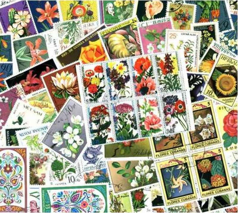 Flowers on Stamps Collection 300 Different Stamps