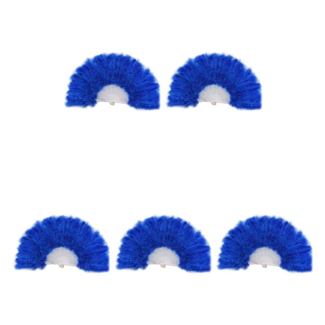 Redempat Feather Fan Decoration Craft Parties Handheld Ornament Decorative Fans Elegant Dance Performance Accessory Adult Lake Blue 5Set