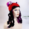 thumbnail image 2 of Generic Crochet Octopus Knitted Hat, Hand Knitting with Tentacles Woolen Hat Funny Fashion Winter Warmth Accessories, for Women and Men Adult Halloween Party Tricky Funny Head Cover Crochet Yarn Hat, 2 of 5