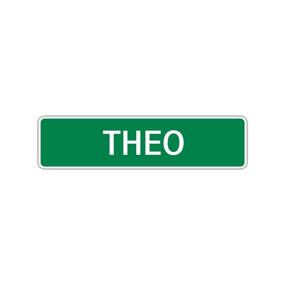 Theo Boys Children Name Letter Printed Label Indoor Outdoor Novelty Wall Plaque Decoration Aluminum Metal Sign 4"x13.5"