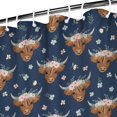 thumbnail image 3 of Navy Highland Cow Flower Pattern Shower Curtain 72"x72" ,Bathroom Decorative Shower Curtains Set with 12 Hooks,Modern Waterproof Washable Shower Curtain, 3 of 6