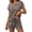 Brown Leopard, variant on Women 2 Piece Pajamas Set Short Sleeve Comfy Lounge Set Round Neck Tops and Shorts Pjs with Pockets