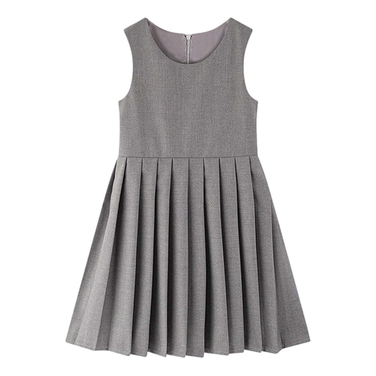 HICBEKETEA School Uniform Dress Knee Length Sleeveless Grey Girls Jumper Dress Kids Dress 6-7 Years, Girl's, Gray HICBEKETEA School Uniform Dress Knee Length Sleeveless Grey Girls Jumper Dress Kids Dress 6-7 Years, Girl's, Gray