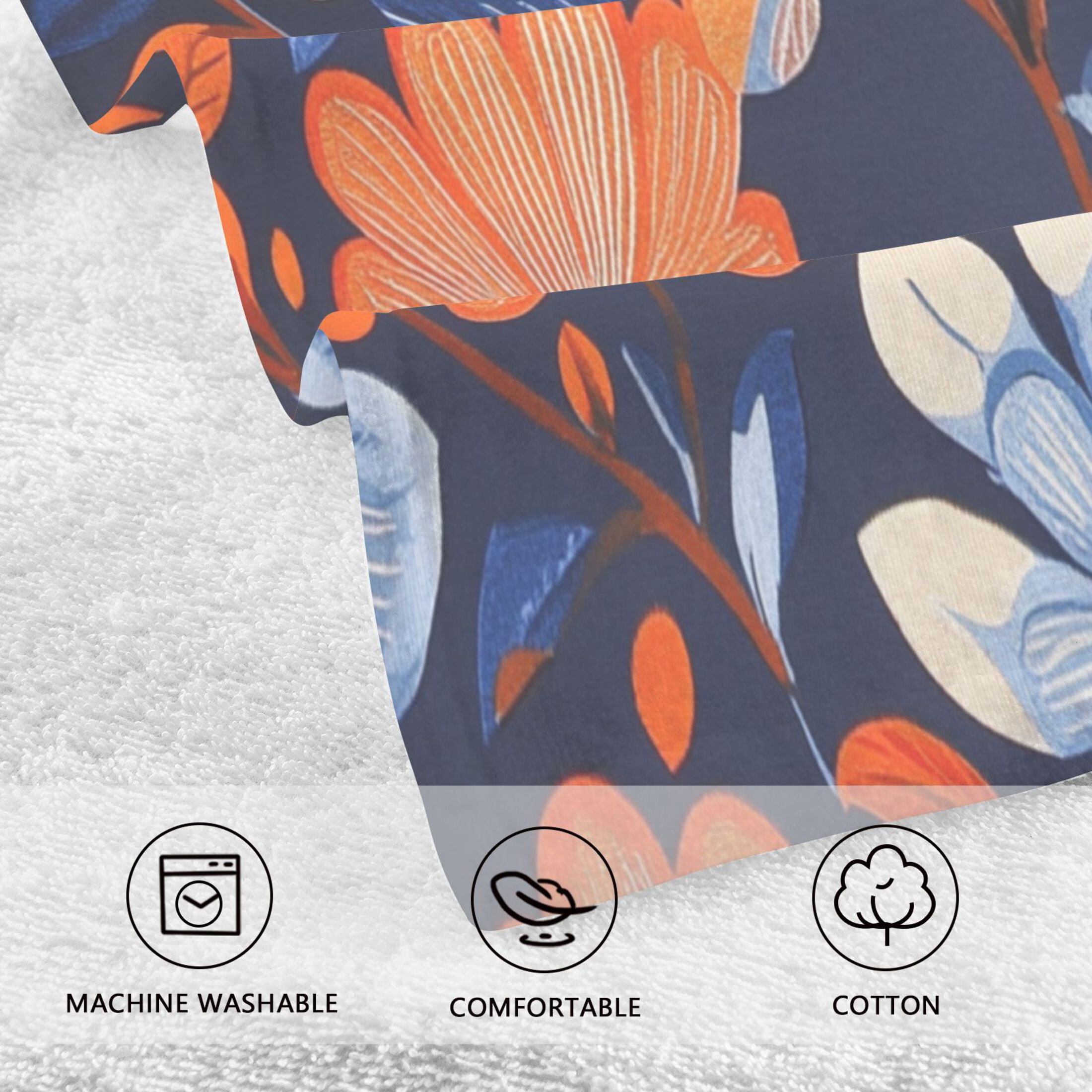 Cotton Towel Two-Piece 16x28 Inch One Sizex2 Face Towel Set Towel Set Cotton Hand Bath Towel Bathroom Beach Beautiful Orange Lotus