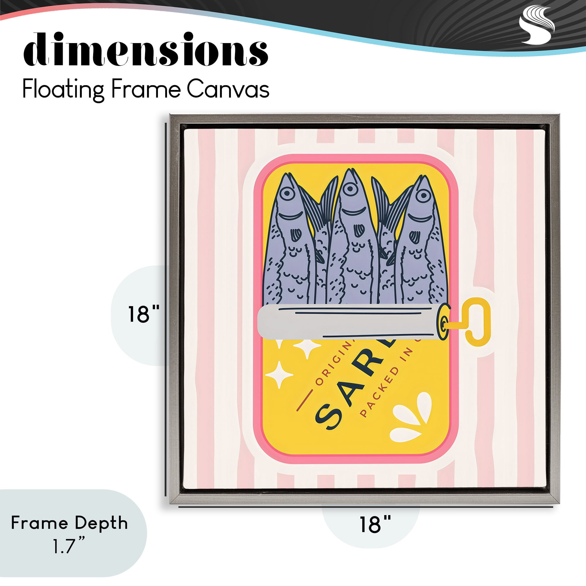 Stupell Industries Yellow Sardine Tin Gray Framed Floater Canvas Wall Art, design by Creative Studio