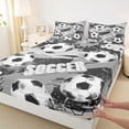 thumbnail image 4 of Castle Fairy Sport Soccer King Sheets 4pcs, Graffiti Splash Bedding, Black White Gray,1 Fitted Sheet, 1 Flat Sheet and 2 Pillowcases, 4 of 6