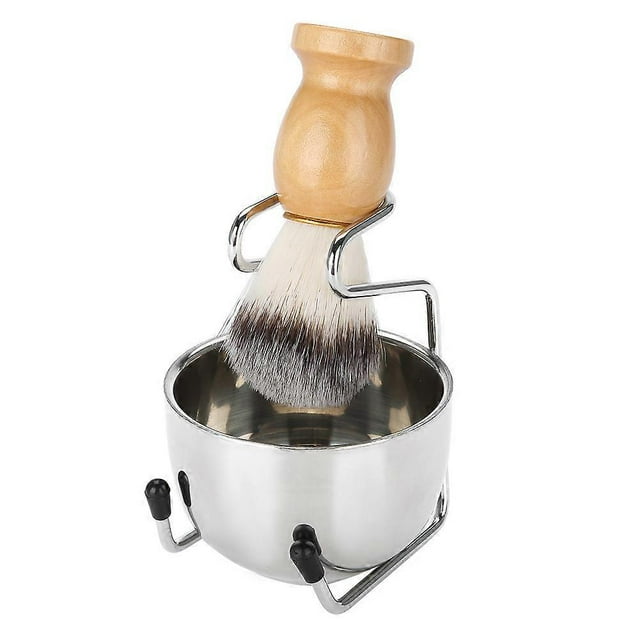 Men's Beard Shaving Set Professional Stainless Steel Bowl Stand Brush Mustache Shaving Tool