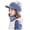 Blue, variant on Enyan Kids Winter Hats Girls Knit Beanie Visor Cap Thick Warm Beanies with Brim for Little Toddler Girl