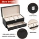 thumbnail image 3 of Estuche organizador de relojes, caja de reloj de doble capa cuero con 4 ranuras con ventana de vidrio real, vitrina de almacenamiento de joyas para mujeres, hombres, padre, esposo, novio, 3 of 7