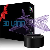 YSITIAN Airplane Night Light for Kids 3D Plane llusion Lamp 7 Color Changing Touch Control with USB Cable LED Table Desk Decor Lamps E1116-370