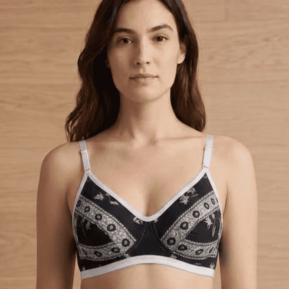 Women’s Printed Cotton Bra Size 32, Non Padded Wirefree Full Coverage Everyday Comfort Bra with Adjustable Straps
