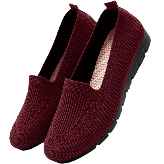 Women Casual Shoes Knitted Mesh Round Toe Slip On Soft Sole Loafers Breathable Daily Shoes ,Us Size:6.5