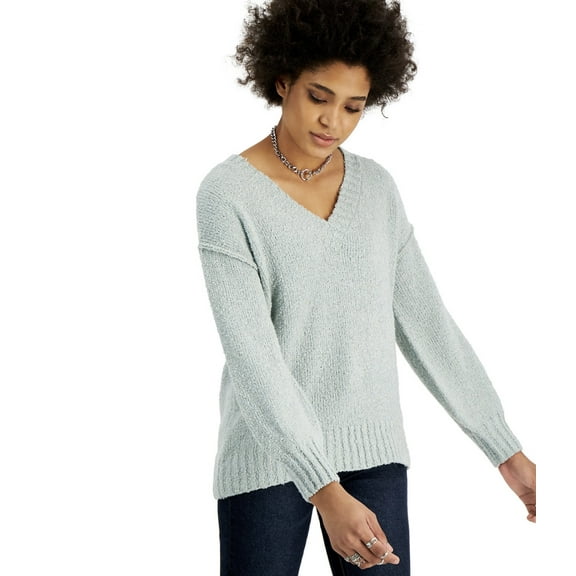 Hippie Rose Juniors' V-Neck Tunic Sweater Sage Mint Size M