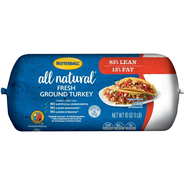 Butterball All Natural Fresh 85/15 Lean Ground Turkey, 1 lb. Roll