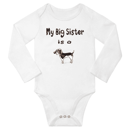 

My Big Sister is a Treeing Walker Coonhound Dog Cute Baby Long Sleeve Clothing Bodysuits Boy Girl (White 12-18M)