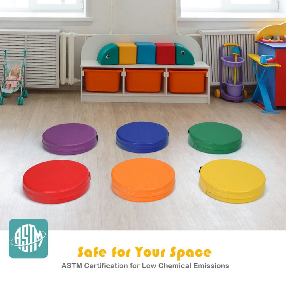 Spaco 6 Pieces 15 Inch Round Toddler Floor Cushions for Kids-Multicolor, Kids Couch for Kids