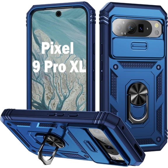 HCTian for Google Pixel 9 Pro XL Phone Case,360° Kickstand & Slide Camera Cover,Military Heavy Duty Full Body Hard Shell Shockproof Phone Case for Pixel 9 Pro XL,6.8 inch