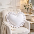 thumbnail image 3 of LIORAGLJ Christmas Heart Shaped Throw Pillow, Soft Cozy Cushion with Ruffled Edge, White, 15.75", 3 of 9