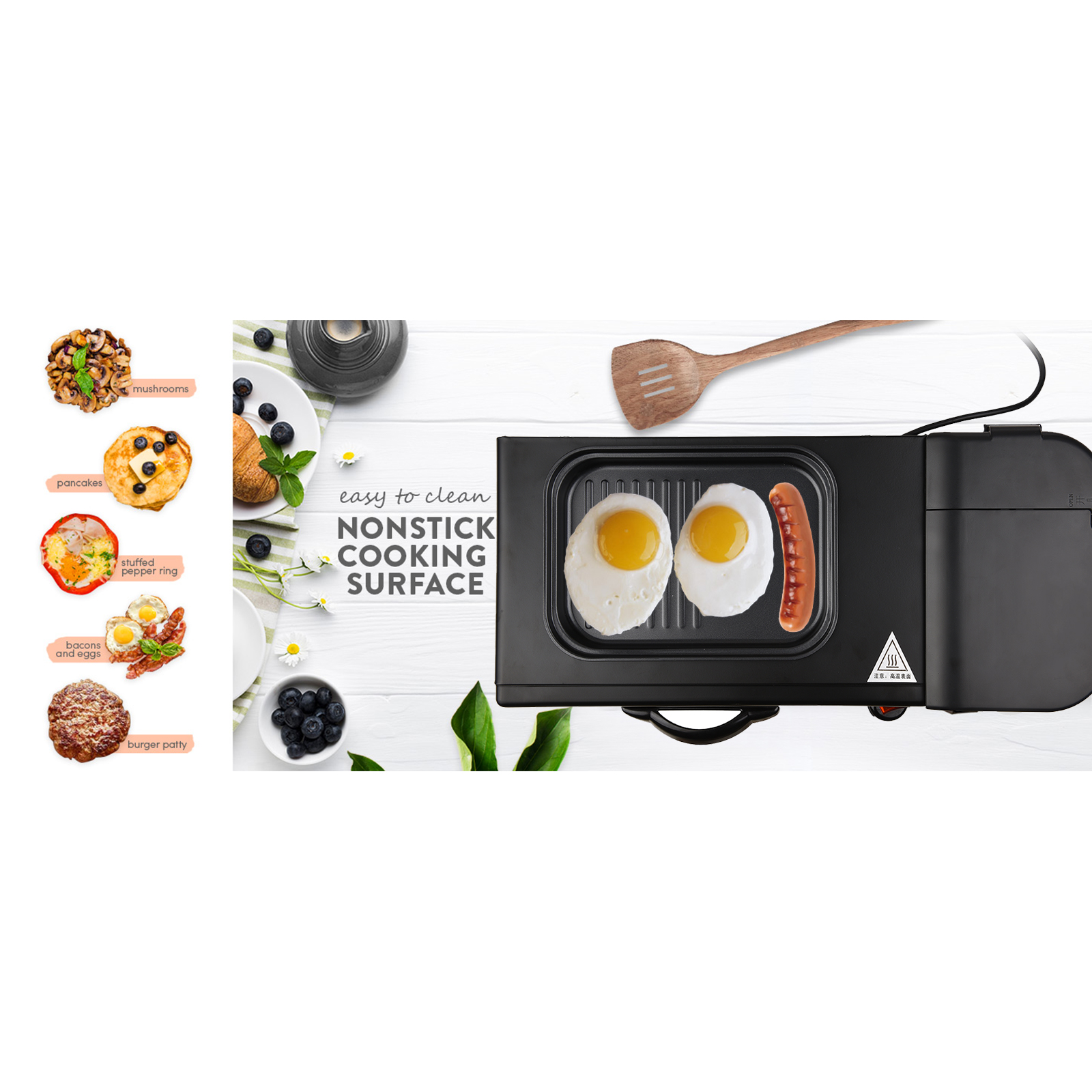 Breakfast Makers, Gourmia GBF470 3 in 1 Breakfast Station - 2 Slice  Toaster, Egg Cooker and Poacher, Vegetable Steamer, Bacon and Meat Steaming  Tray - One Touch Controls - Stainless Steel