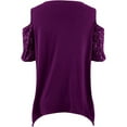 thumbnail image 4 of Anbech Beaded Cut Out Women Plus Blouse Cold Shoulder Short Sleeved Top Irregular Hem Blouse Female Swing Shirt, 4 of 5