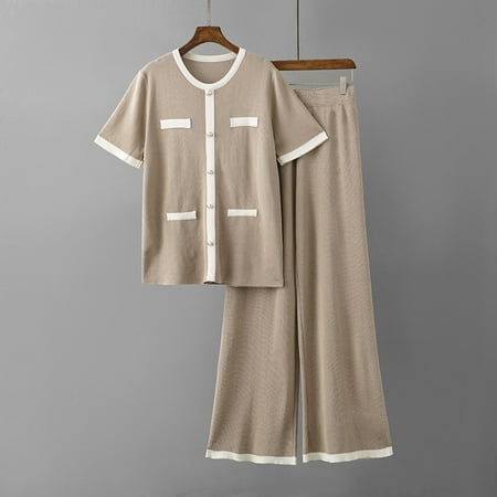

IWRUHZY Women s Capri Pajama Sets Plus Size Sleepwear Top with Capri Pants 2 Piece Sleep Set