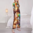 thumbnail image 3 of Gukieu Rainbow Lamb Breakfast Print Women's Long Sleeve Pajama Set, Button Top Elastic Pocket Pajama Pants Two Piece Set Home Wear-Large, 3 of 7