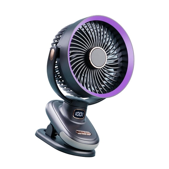 ZELVINN Portable Desk Fan with Digital Display Rechargeable Battery Tilt Head Carry Handle for Study Table and Nightstand Use