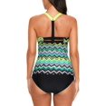 thumbnail image 4 of Top de baño tankini con espalda cruzada y estampado de rayas para mujer, sin parte inferior, 4 of 5