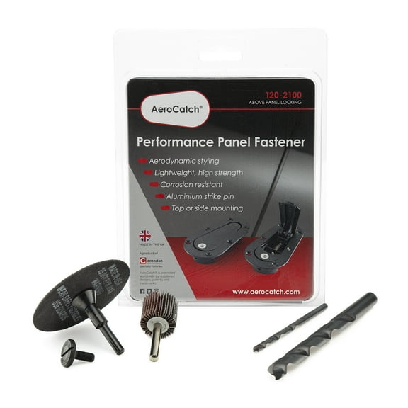 AeroCatch 120-2100 Above Panel Flush Locking Hood Latch and Pin Kit - Black, with Installation Kit