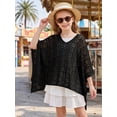 thumbnail image 4 of Ticikt Kids Girls' Knit Beach Cover Up, Hollow Crochet Poncho Sun Shawl for Swimwear 7-12Y, 4 of 8