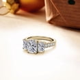 thumbnail image 3 of Three Stone Radiant Cut Moissanite Ring Bridal in Yellow Gold Plated Over Sterling Silver by Auory, 3 of 10
