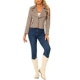 thumbnail image 2 of INSPIRE CHIC Women's Faux Suede Jackets Lapel Collar Moto Biker Jacket, 2 of 5