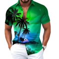 thumbnail image 4 of Telankuip Hawaiian Shirts for Men Fashion Coconut Trees and Sunset Print Short Sleeve Summer Beach Shirt Breathable Comfortable Tropical Style Holiday Casual Tops 1-Green XXXXL, 4 of 4