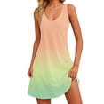 thumbnail image 2 of Ovzne Robes d'Été pour Femmes 2025 Robe d'Été Robe d'Été Dégradée Imprimée Ample Sans Manches Col en V avec Poche Robe de Printemps en Liquidation, 2 of 6